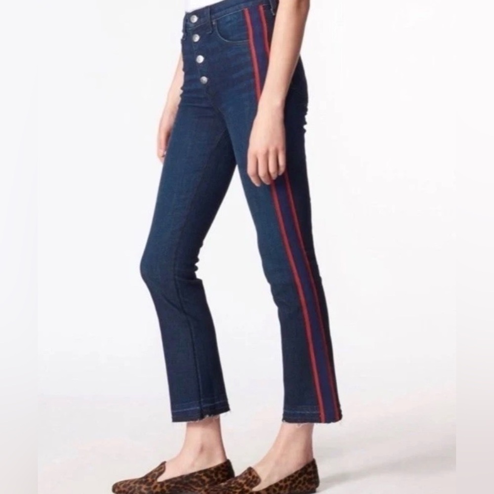 Veronica Beard Size 26 Carolyn High Rise Baby Boot Jeans Raw Hem Red‎ Stripe USA